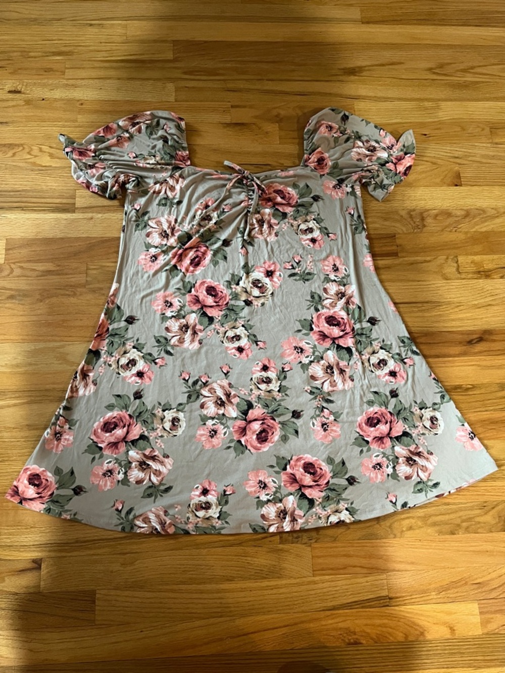 Floral Off-Shoulder Midi Dress in Dusty Pink